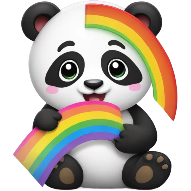 panda with rainbow heart emoji