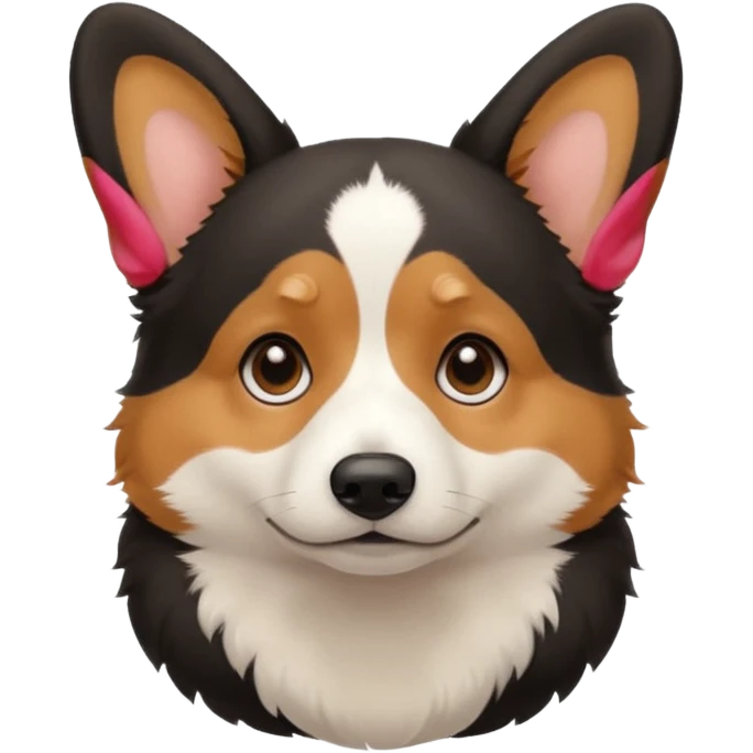sad black tricolor corgi with no tail emoji