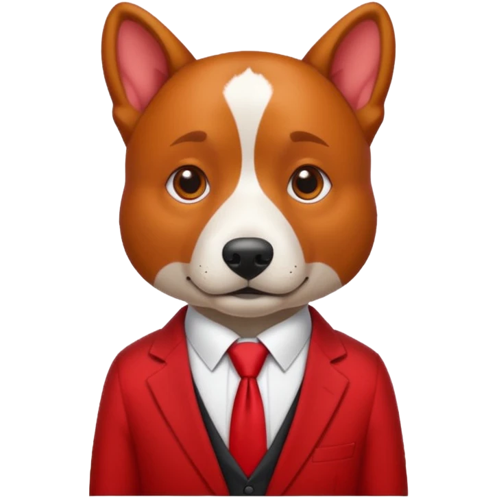 red dog with white tie,red shirt emoji