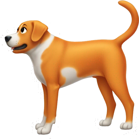 Orange dog with white farting emoji