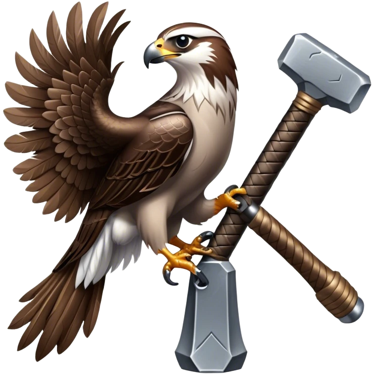 falcon perched on the handle of thor's  emoji