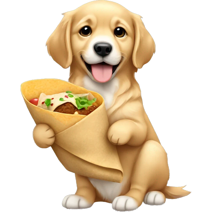 puppy golden retriever holding a burrito emoji