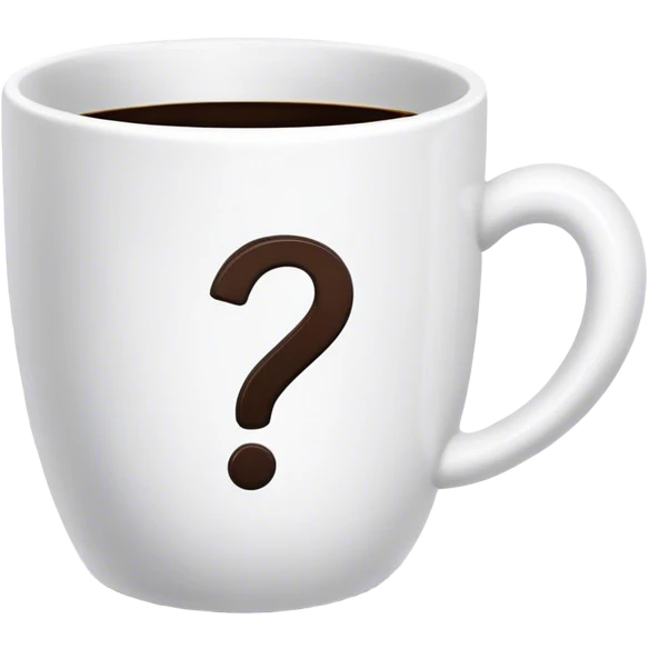 Coffee cup with question mark emoji