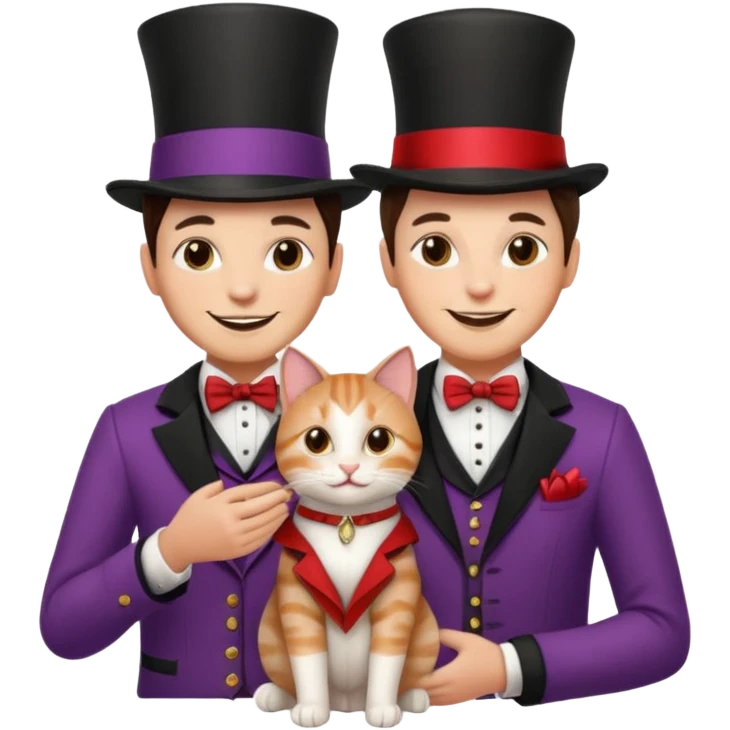 magician couple and their pet cat emoji