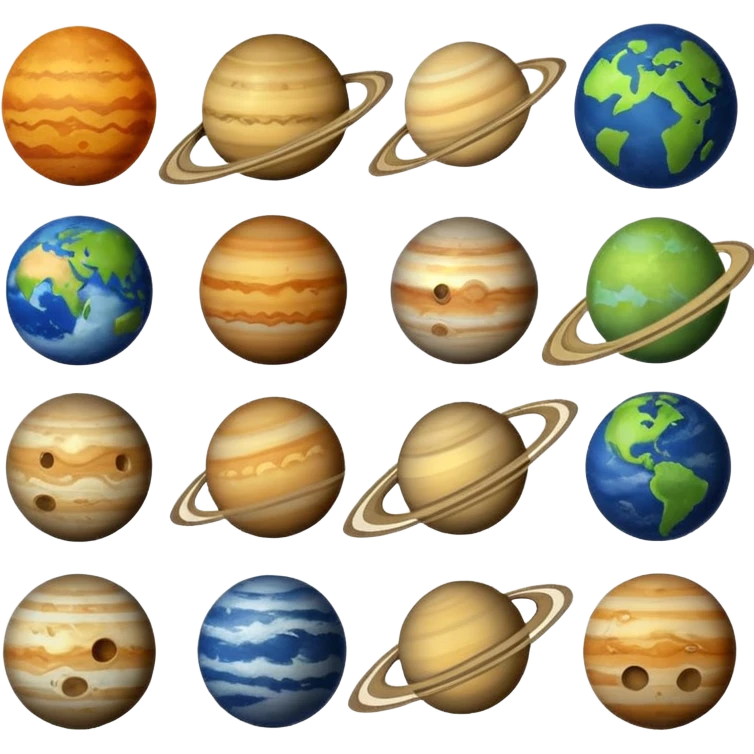 12 planets emojis I need a line for each planet mercury emoji