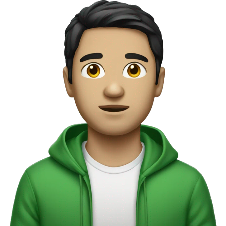 Black-haired white guy in green hoodie  emoji