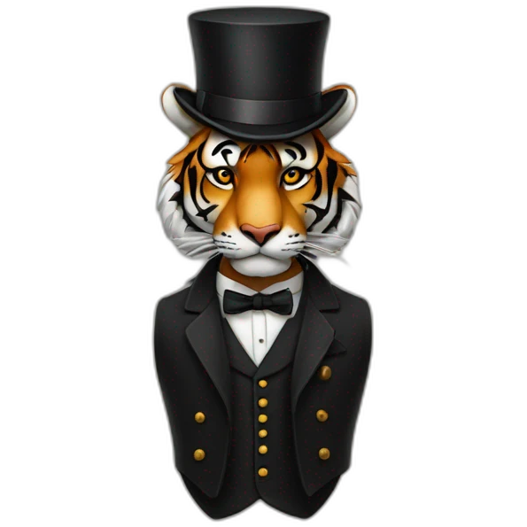 Tiger with a top hat peaky blinders emoji