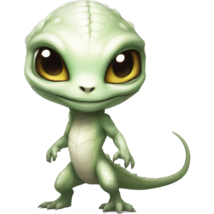 Chibi, White, Anthro-Sona-Lizard-Alien-Fakémon, Full Body emoji