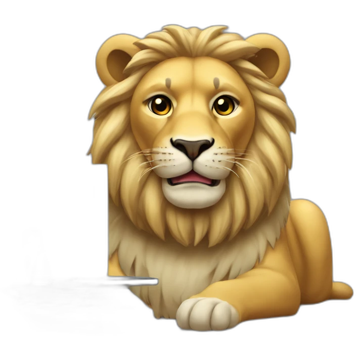 León con computadora emoji