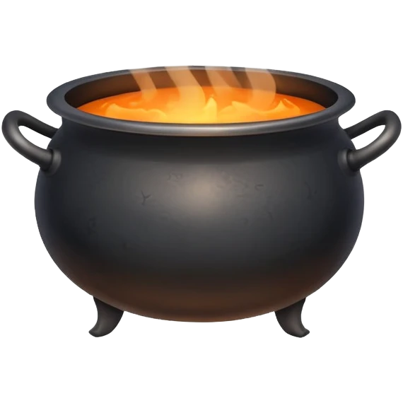 cauldron with boiling water over flames, steam rising emoji