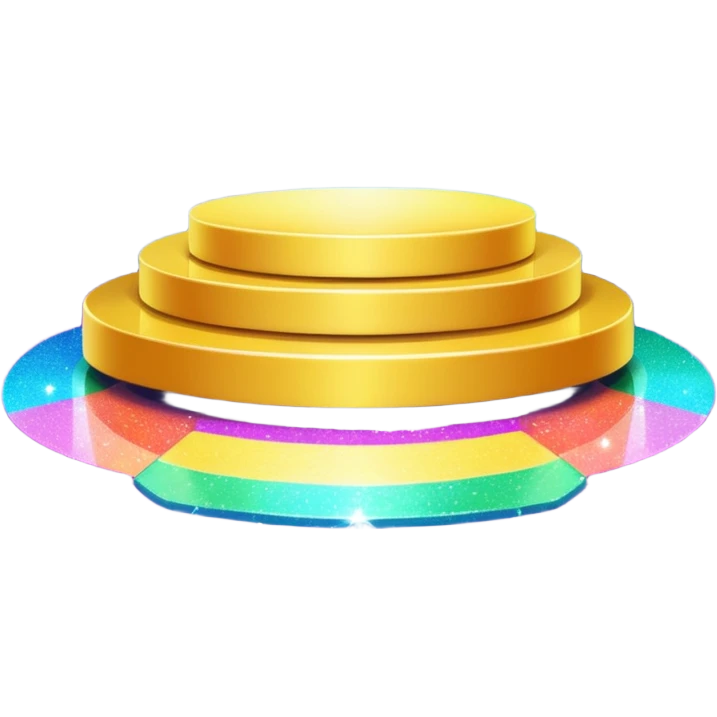 A spotlight-lit platform with glittery floor decorations. emoji