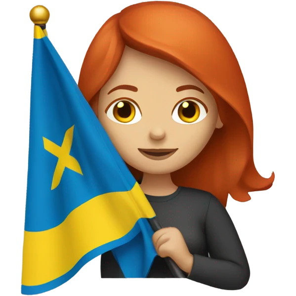redhead woman with ukrainian flag emoji