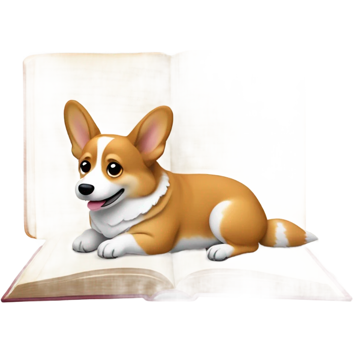 Corgi reading book emoji
