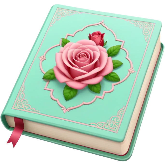 Light mint Quran with rose  emoji