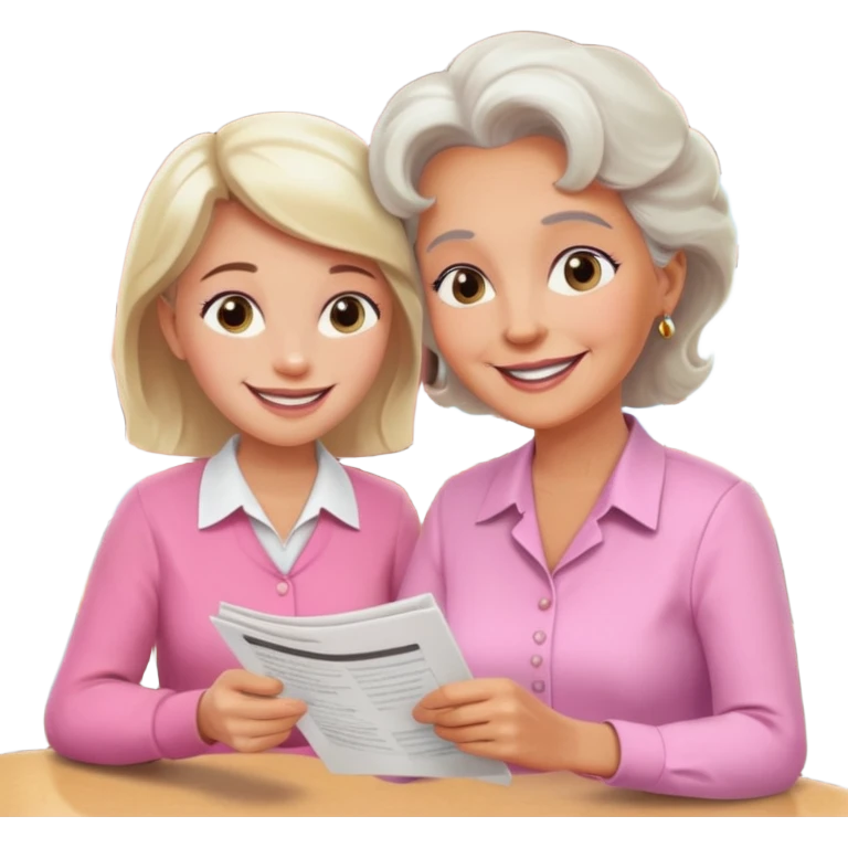 conversación dentro de un restaurant  dos personas y una de las persoans sea una abuela y el otro un adulto de 27 años emoji