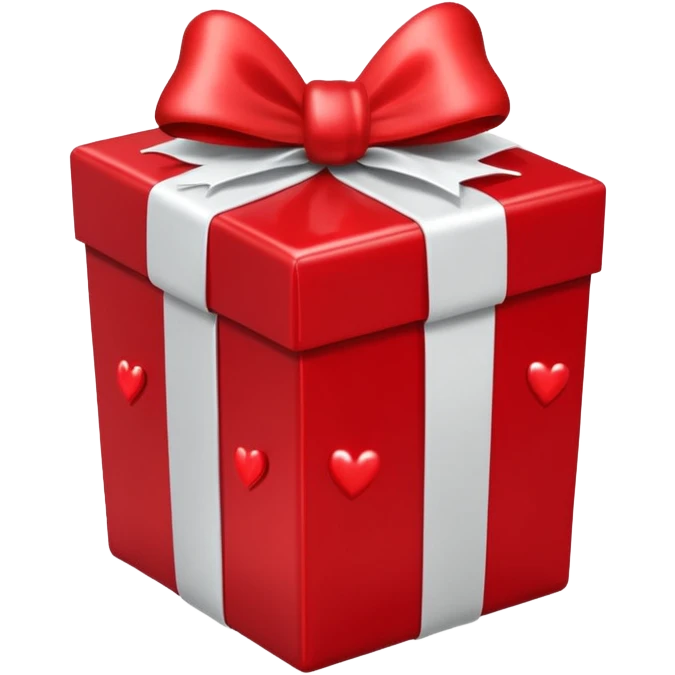 a red gift with a white bow that opens and red hearts fly out of it emoji