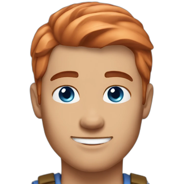 Outdoors man blue eyes slick copper hair clean shaven emoji