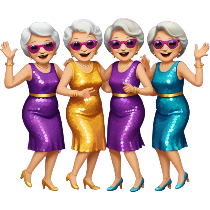 Grandmas dancing in disco party  emoji