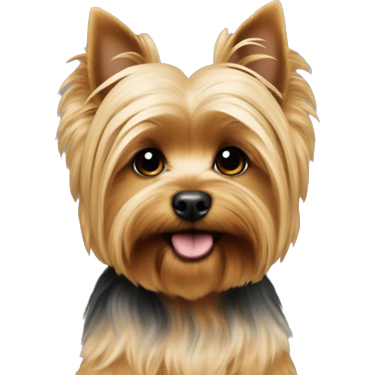 Fluffy blonde yorkie with his ears round  emoji