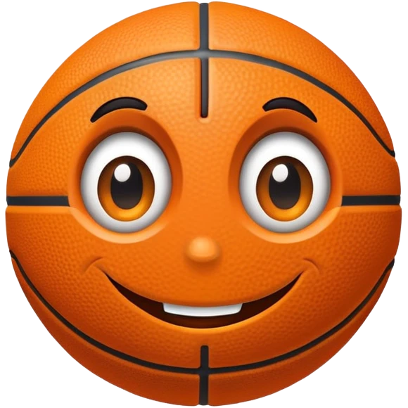 A basketball with a cute smiling face and big eyes emoji