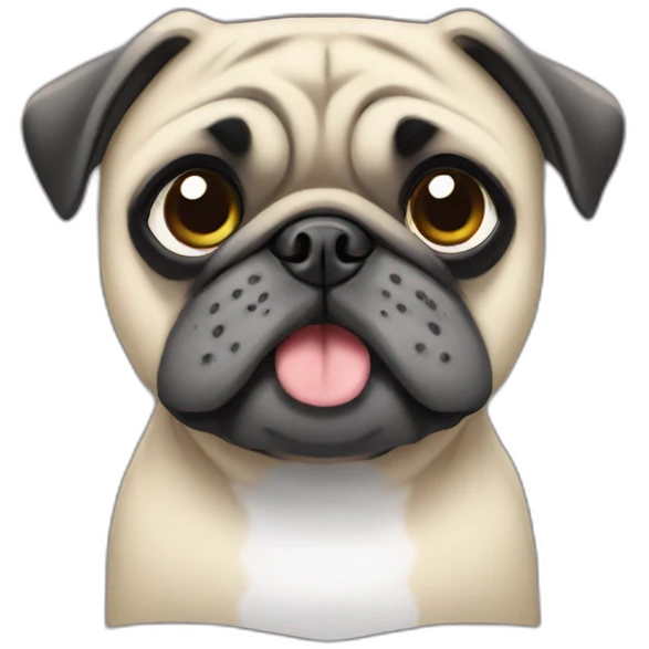pug wearing a t-shirt emoji