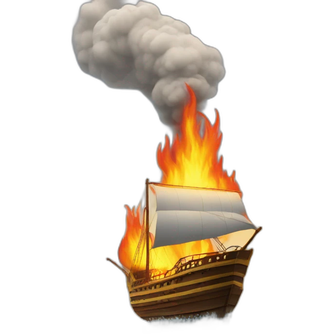 ship on fire going over waterfall emoji