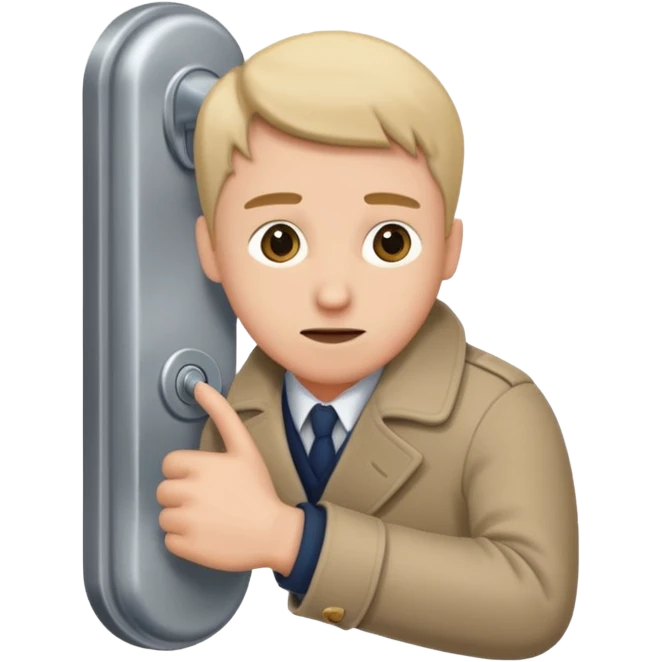 человек зацепился локтем кофты о дверную ручку emoji