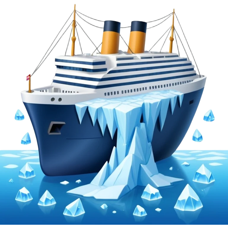 kawaii titainic crashing into an iceberg emoji