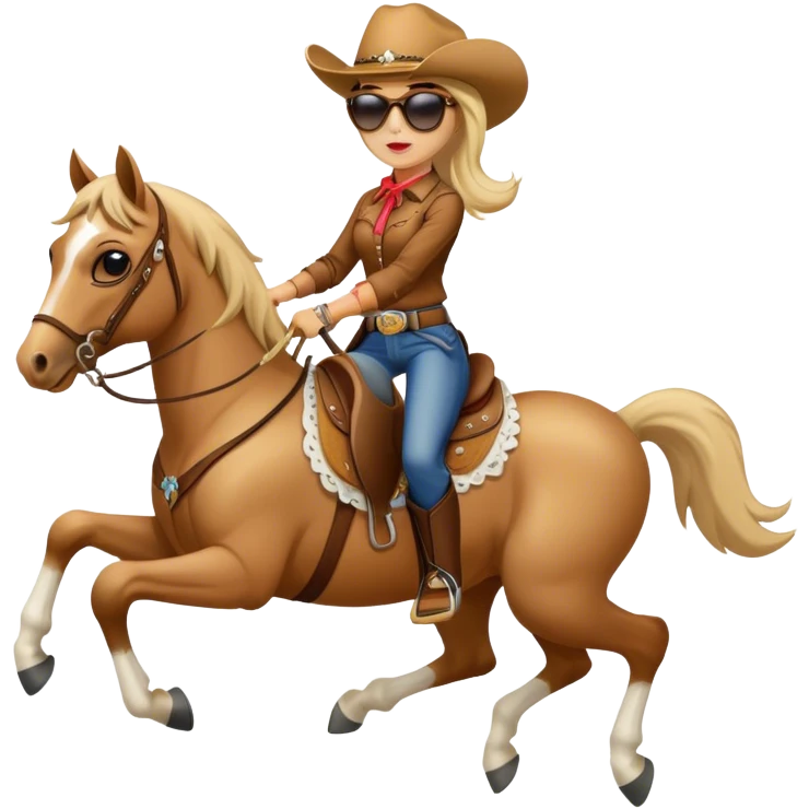 Cowgirl with sunglasses riding a horse  emoji