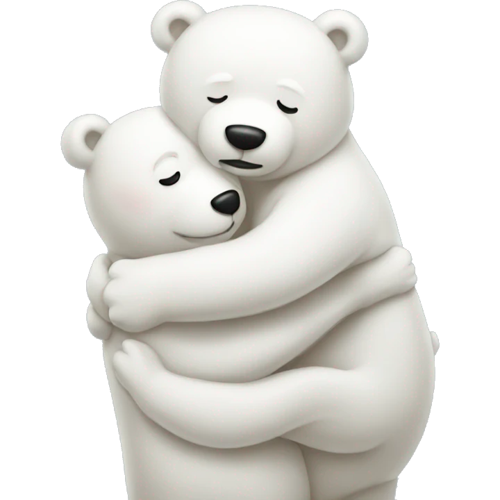 White bears hugging emoji