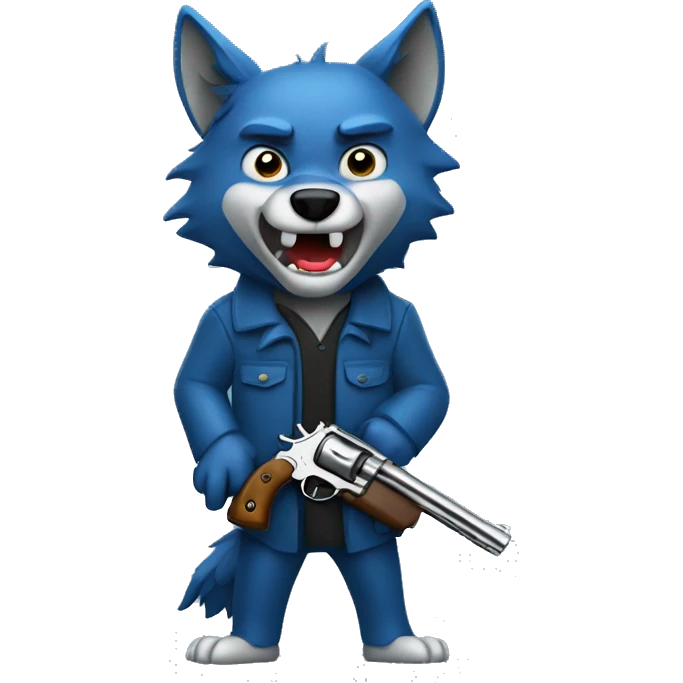 blue wolf holding a revolver emoji