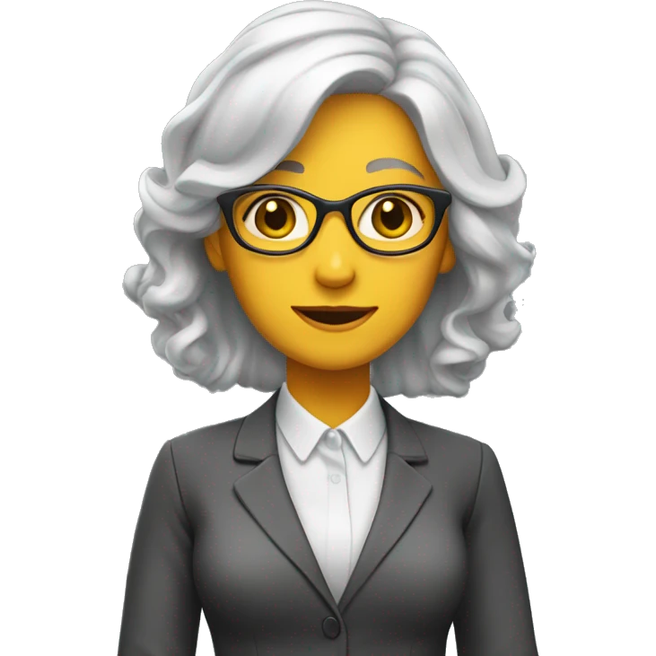 Women business teacher with gray color hair. And yellow skin color  emoji