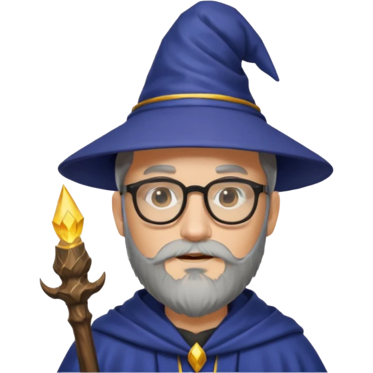 Male wizard, beard, glasses
 emoji