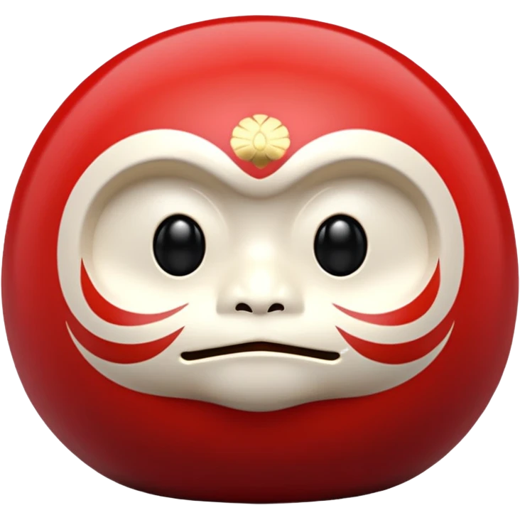 daruma doll, Round body, smooth glossy surface, red primary color with gold details. emoji