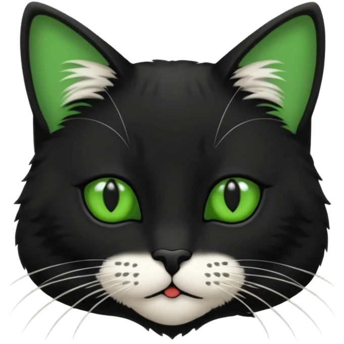 Chat noir et blanc avec des yeux verts emoji