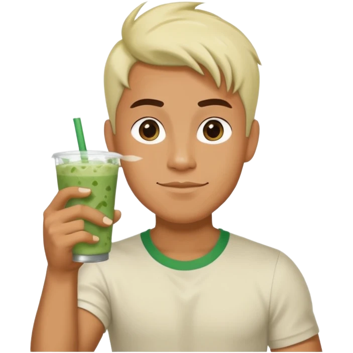 Make him hold iced matcha latte and do this hand gesture 🤘🏻 emoji