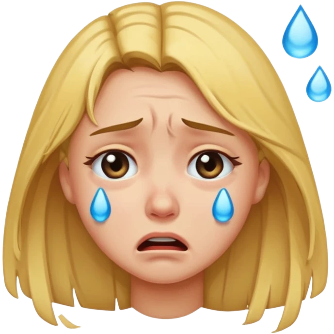 realistic portrait of girl crying emoji