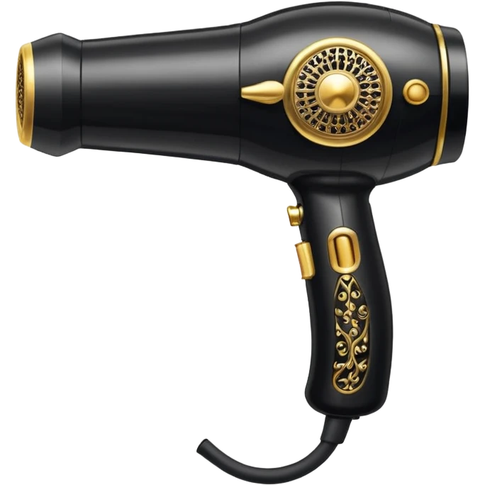 black blow dryer covered in jewelry emoji