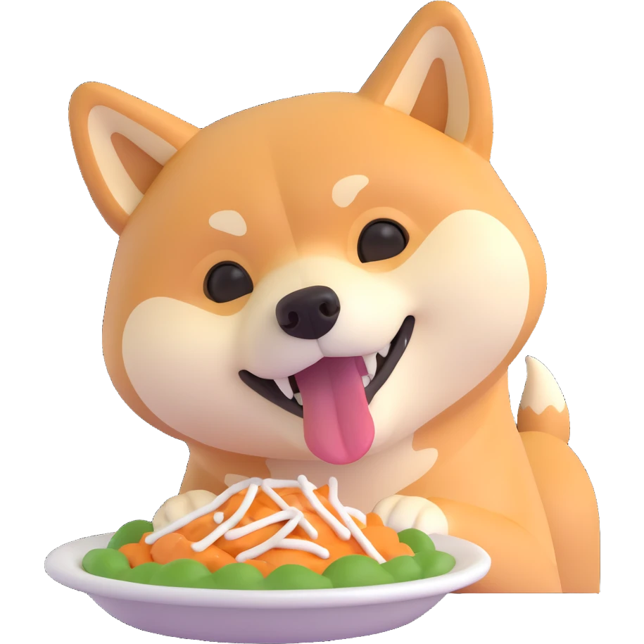 shiba inu, eating emoji