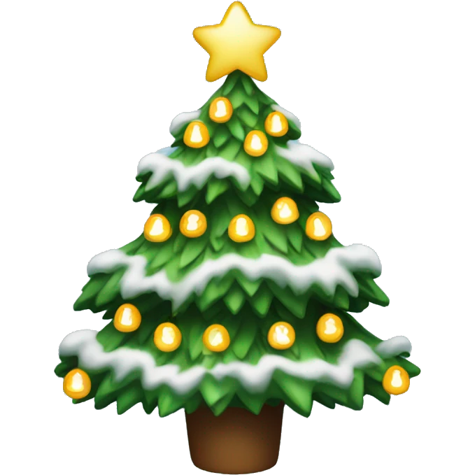 christmas tree with snow and lights  emoji