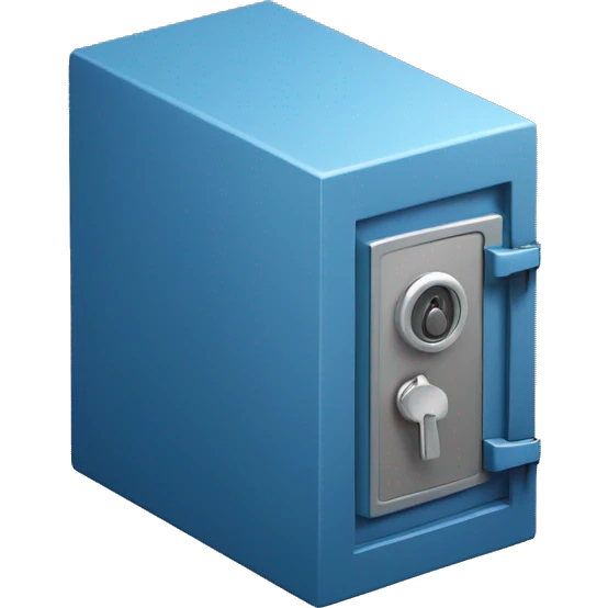 3d  isometric small safe in blue emoji