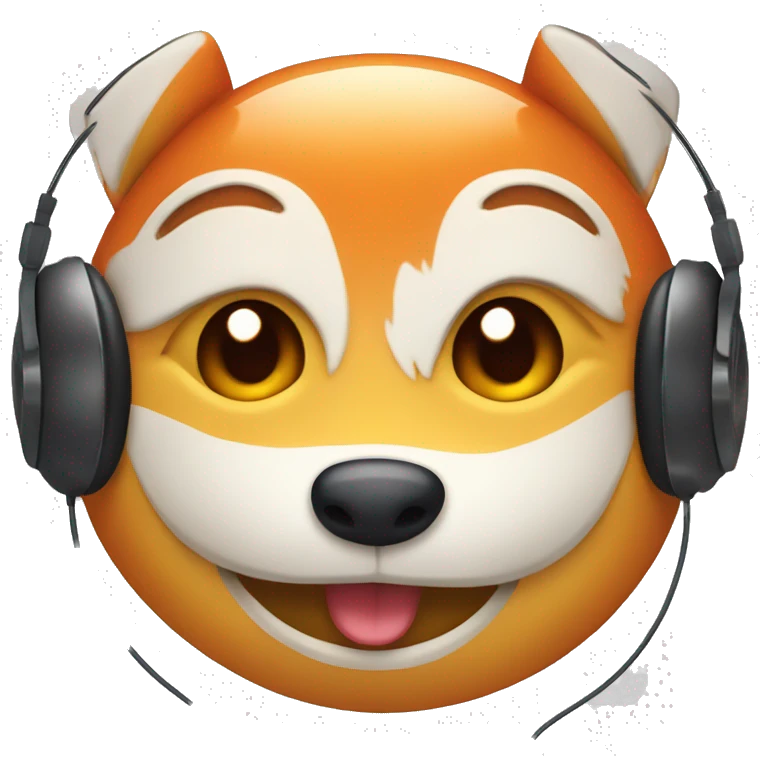 a winking smiley with red cheeks with fox ears and headphones emoji