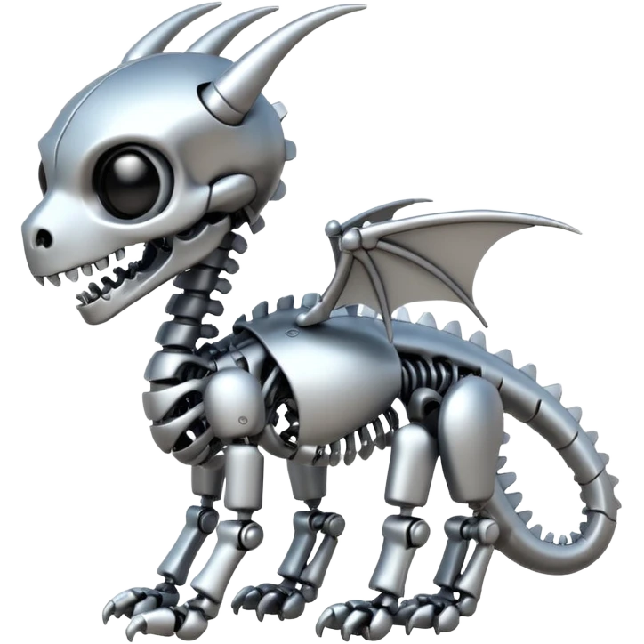 A skeleton robot dragon tiny cute emoji