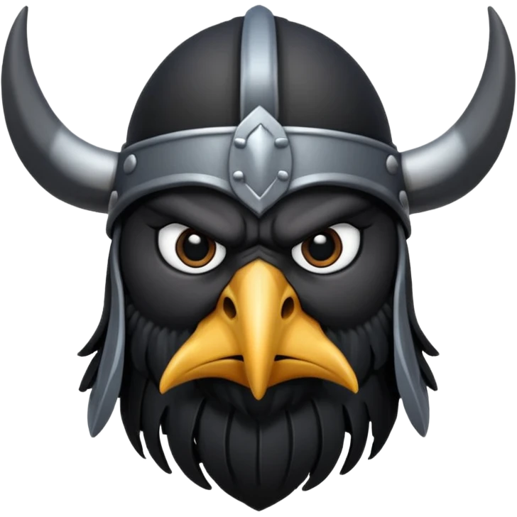 a cartoon Viking raven with horned cap emoji
