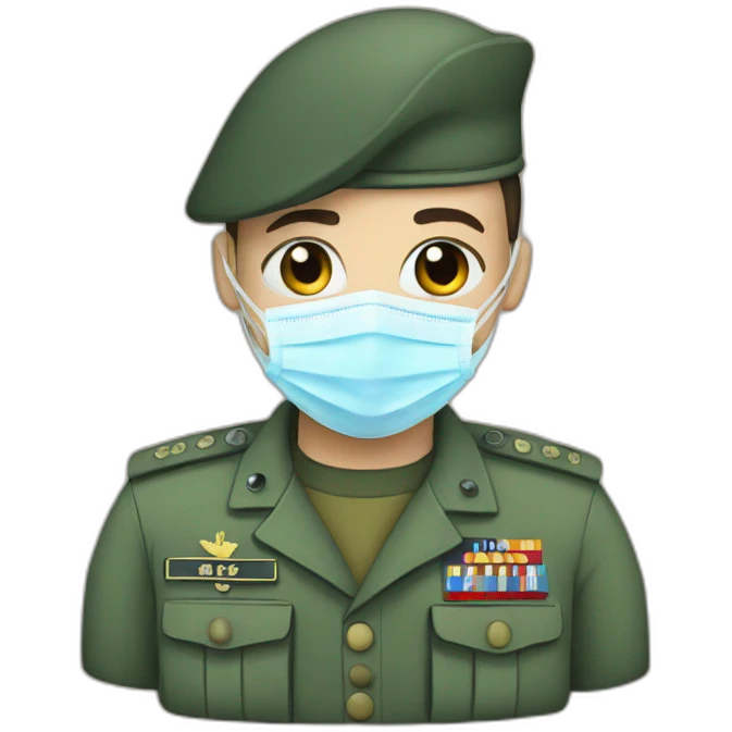 a military Headshot in a Medical masks emoji