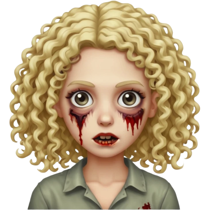 Um zumbi feminino com cabelo cacheado loiros emoji