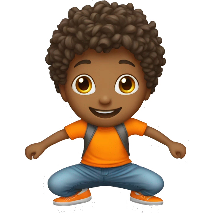 kid dance with orange t shirt emoji