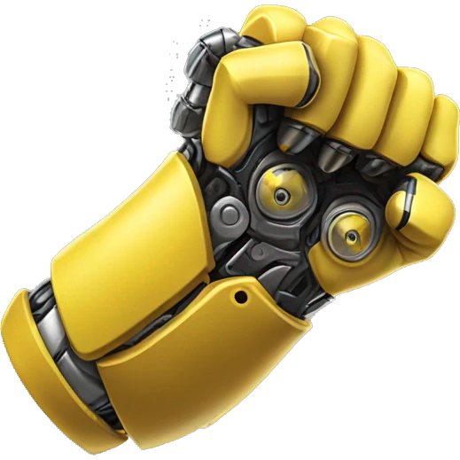 Yellow mechanical cyborg bicep that’s flexing emoji