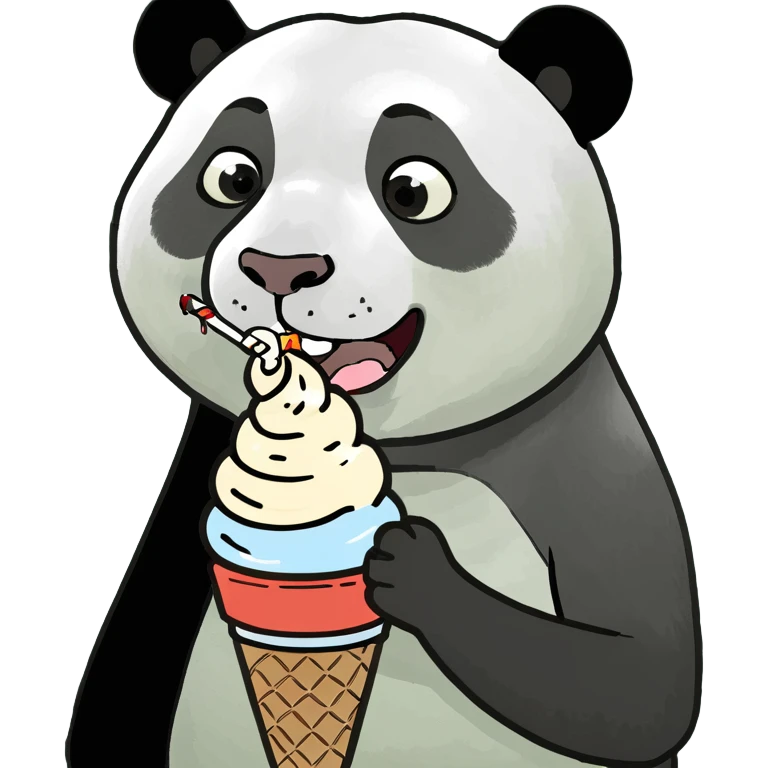 Panda eating ice cream emoji