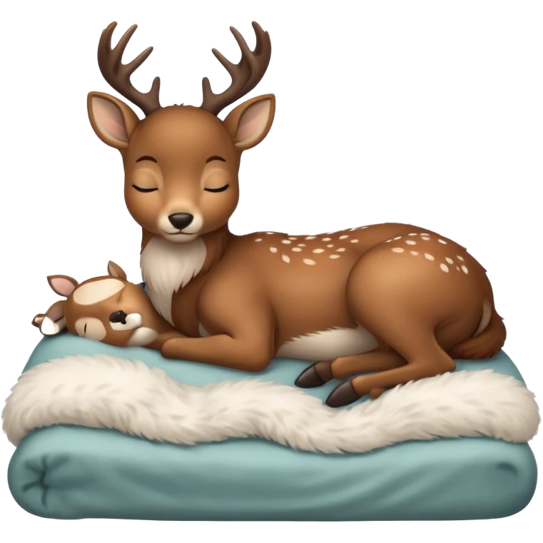 Cute deer sleeping in bed emoji